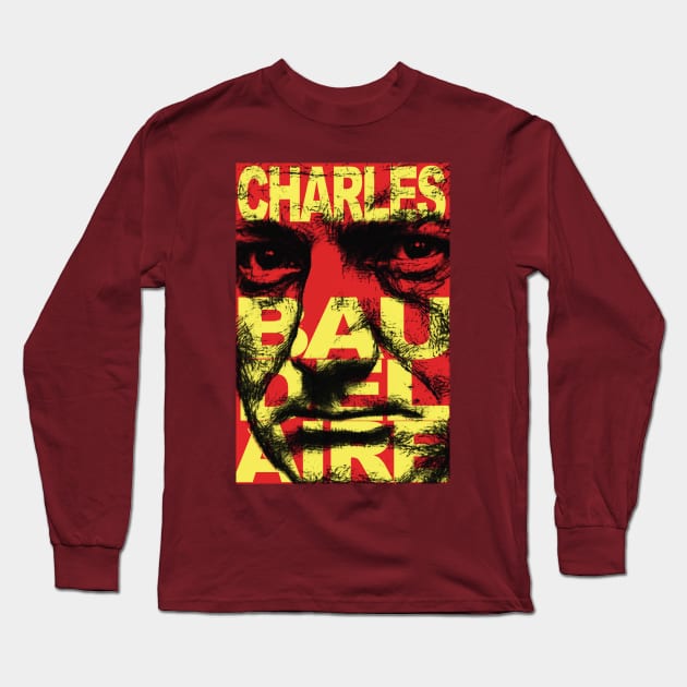 Charles Baudelaire Red and Yellow Long Sleeve T-Shirt by Exile Kings 